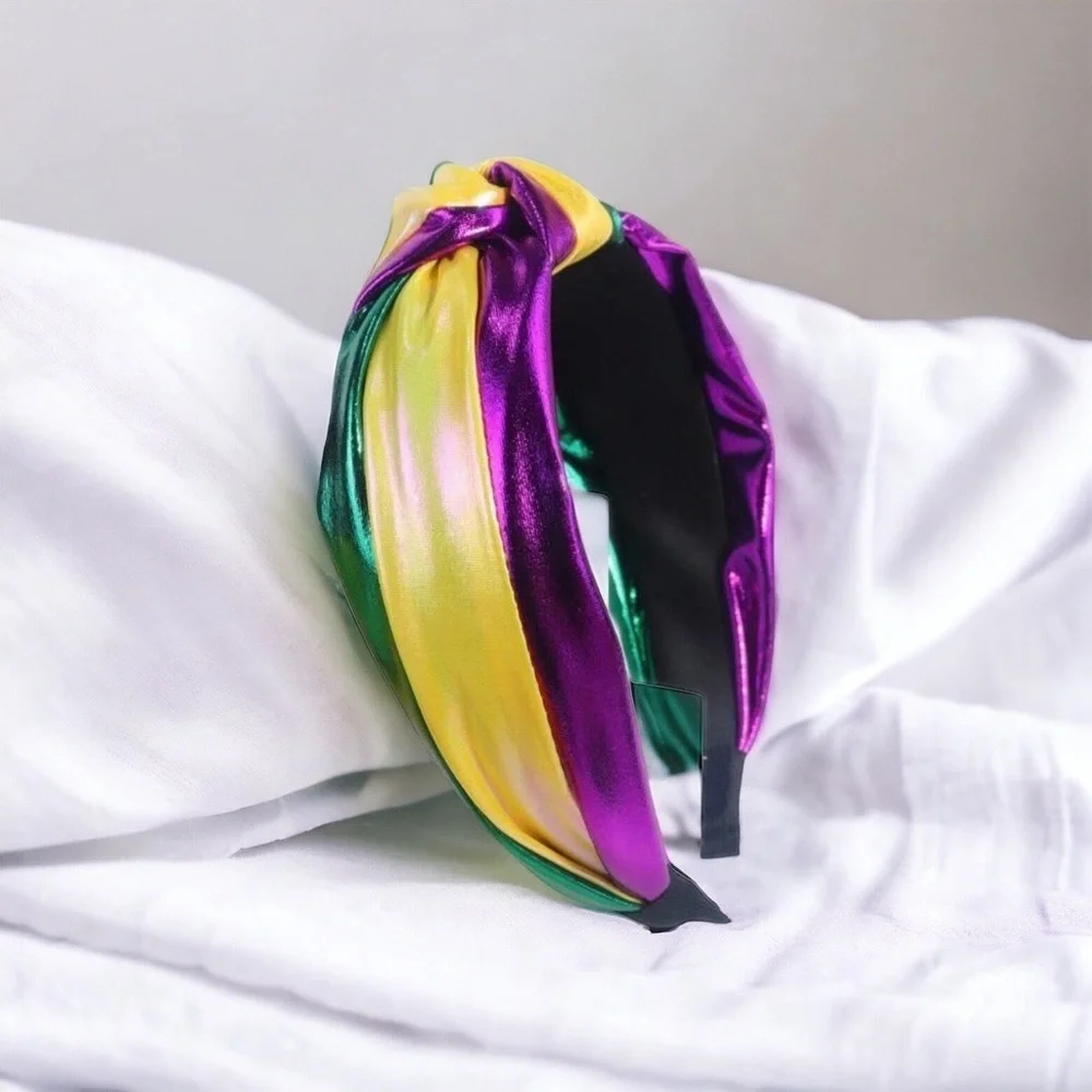 Fiesta Flair: Shimmering Mardi Gras Headband in Purple, Green & Gold! Brand New